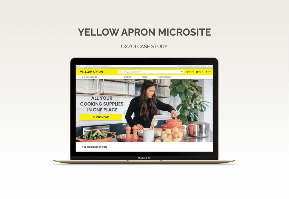 Yellow Apron microsite on a laptop